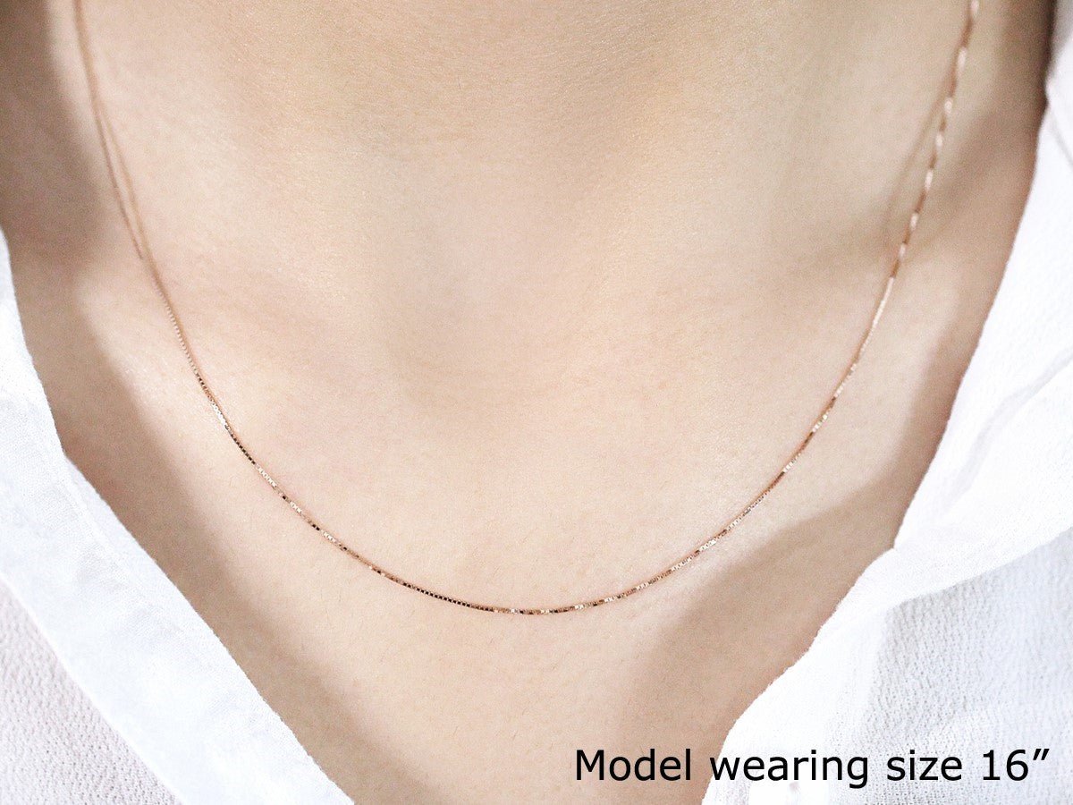 18k Rose Gold Classic Box Chain (0.60 mm) - ThisandThatShoppe