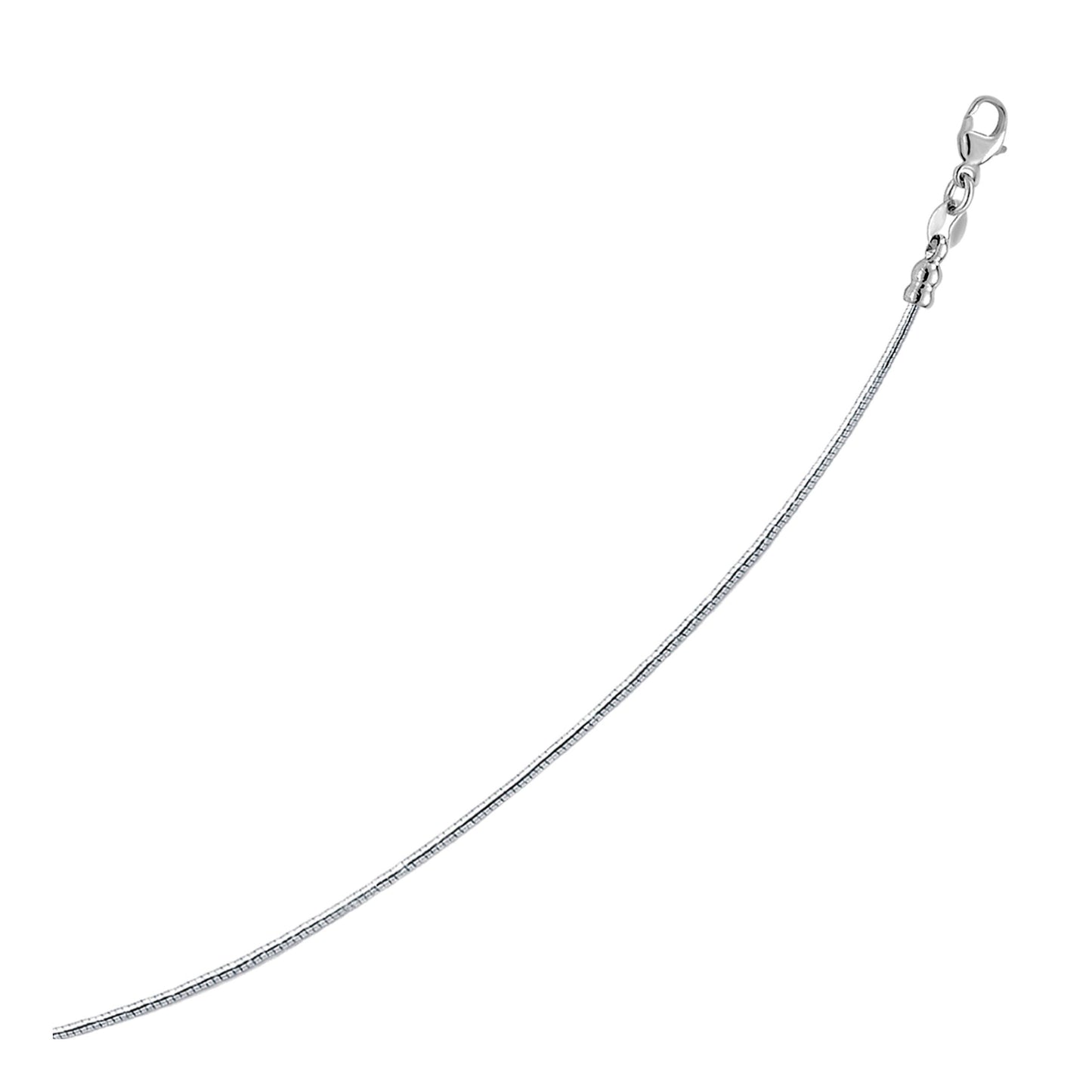Sterling Silver Round Omega Style Chain Necklace with Rhodium Plating (1.55mm) - ThisandThatShoppe
