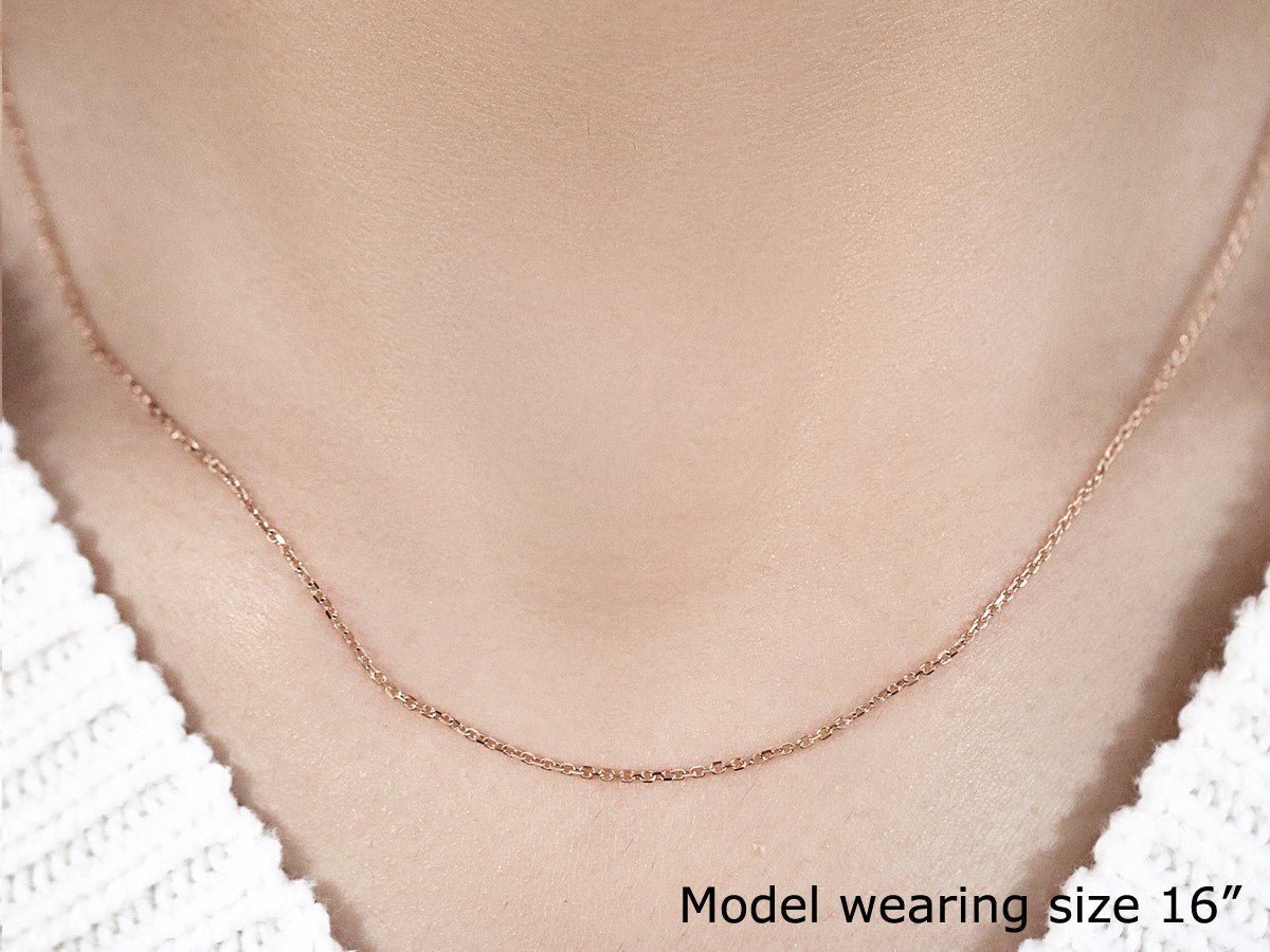 18k Rose Gold Diamond Cut Cable Link Chain (1.10 mm) - ThisandThatShoppe