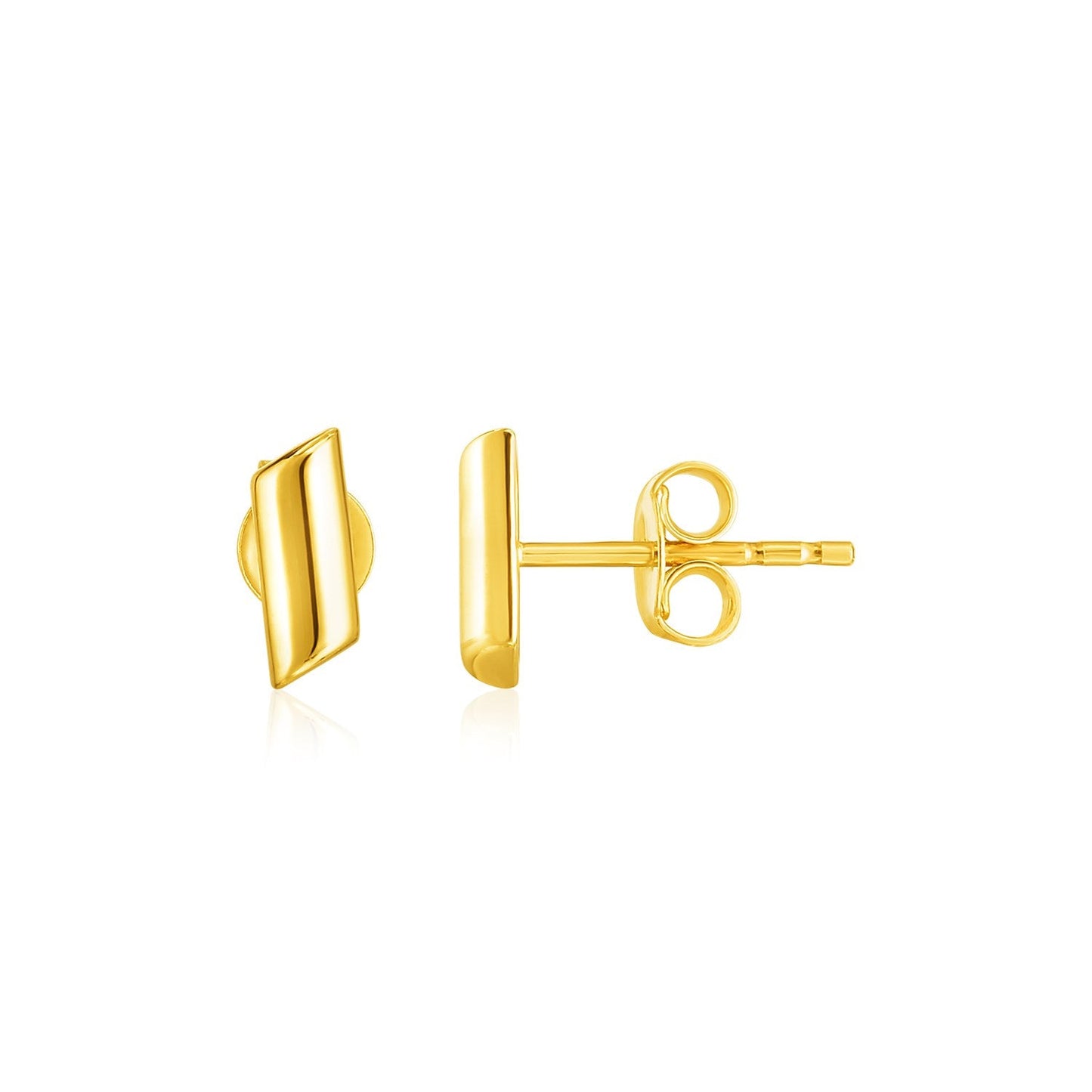 Boucles d'oreilles clous rectangulaires polies en or jaune 14 carats