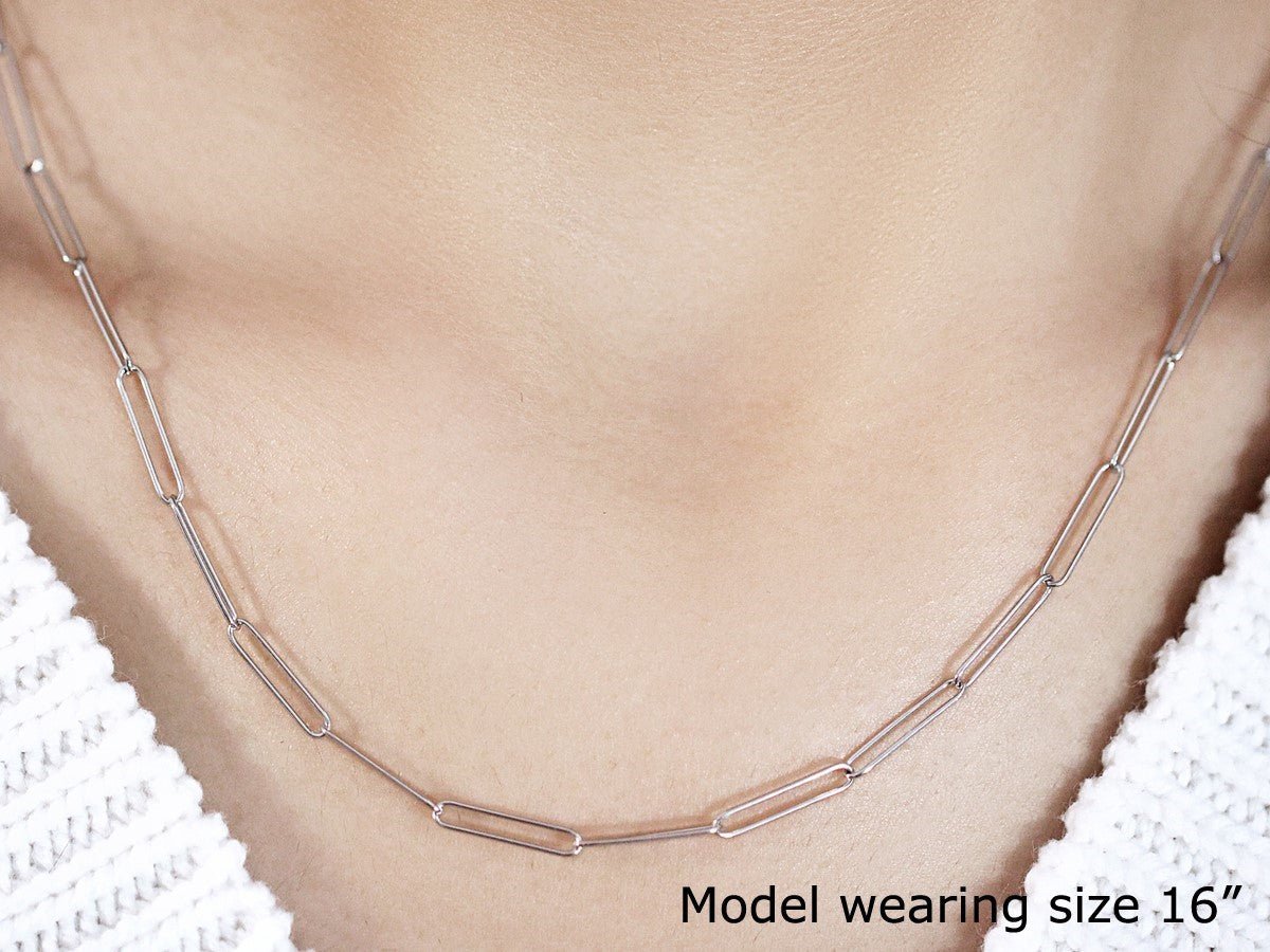 14k White Gold Wire Paperclip Chain (2.70 mm) - ThisandThatShoppe