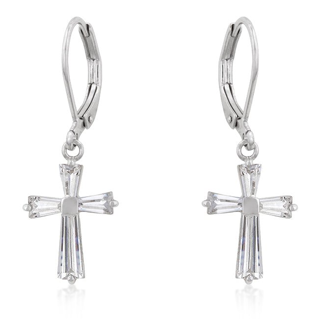CZ Cross Drop Earrings - ThisandThatShoppe