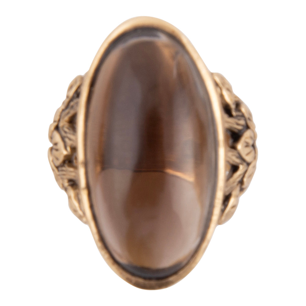 Enchanted Faceted Black Smoky Quartz Golden Ring - ThisandThatShoppe