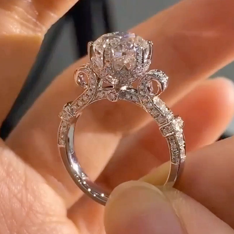 Rodiffy Moissanite 2.0Ct Round Cut Twist White Gold Promise Bridal Ring - ThisandThatShoppe