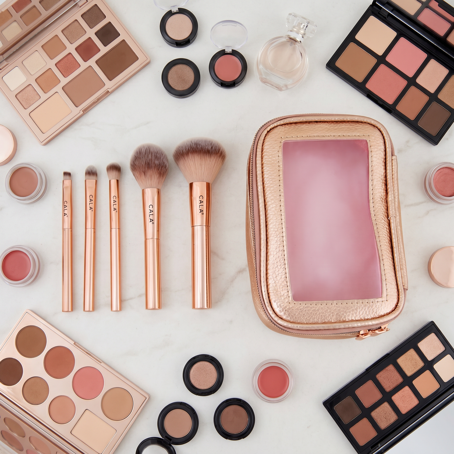 Cala® Rose Radiance Make Up Face & Eye Brush Set