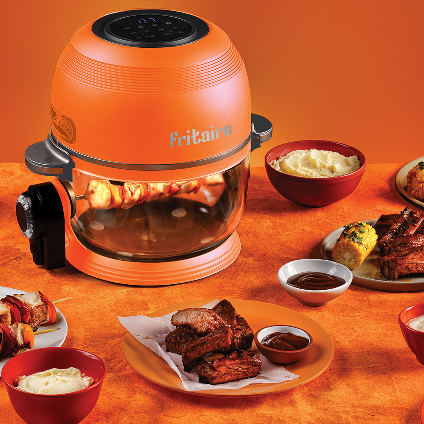Fritaire Self-Cleaning Air Fryer™ | Non-Toxic 9-in-1 Glass Bowl | Orange