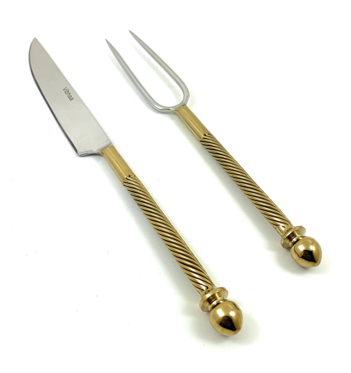 Stainless Steel Carving Set with Gold Handle