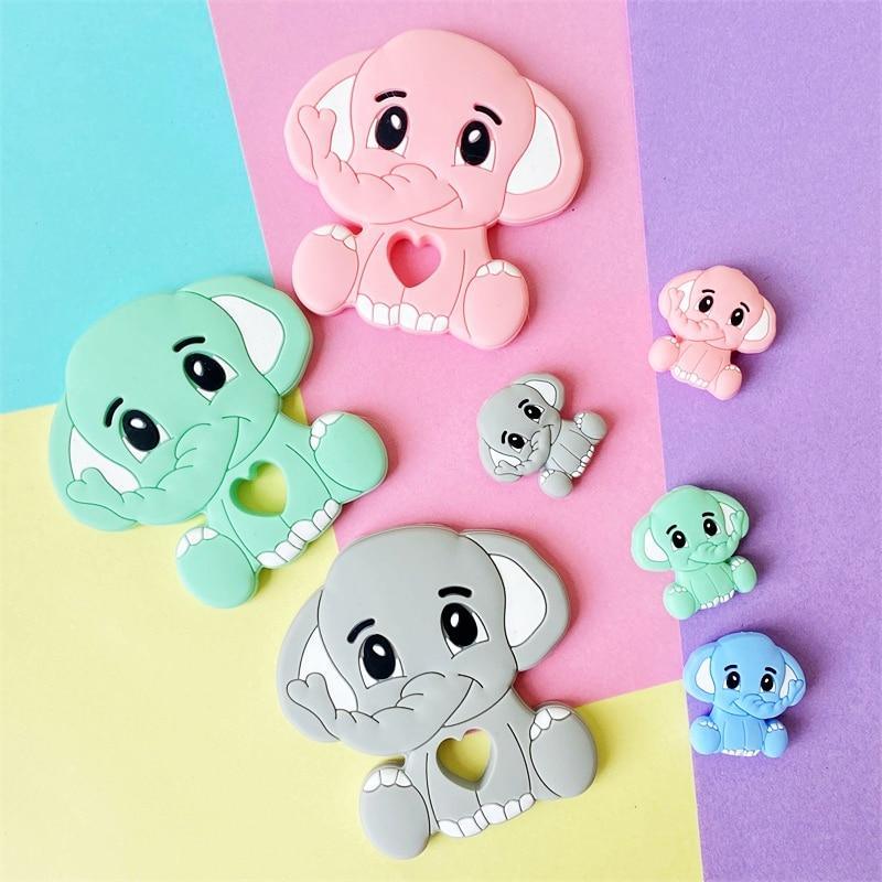 Cartoons Silicone Teether Mini Elephant Animal Rodents Chewable Toys Products For Parents Baby Boys And Girls