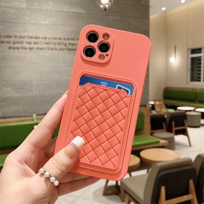Luxury Colorful Card Holder Wallet Case For iPhone 14 13 11 12 Pro Max Mini 14 Plus Soft Silicone Purse Cover Silicone Case with Card Holder Compatible with iPhone
