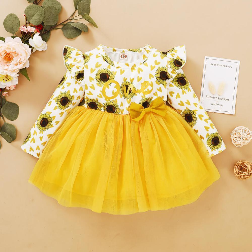 Baby Girl Flower Dress Pretty Bow Outfits Long Sleeve Toddler Girl Unique Design Perfect Gift