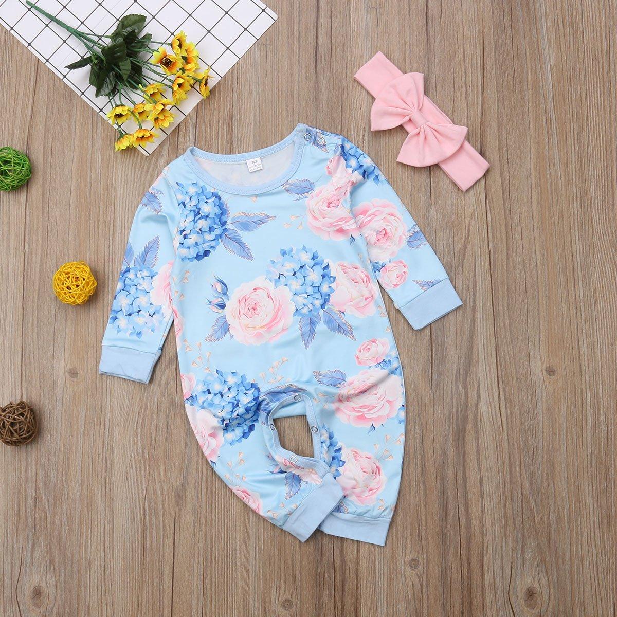 New Fashion Newborn Romper Floral Jumpsuit Baby Playsuit Girl Outfit Clothes Set For Girls