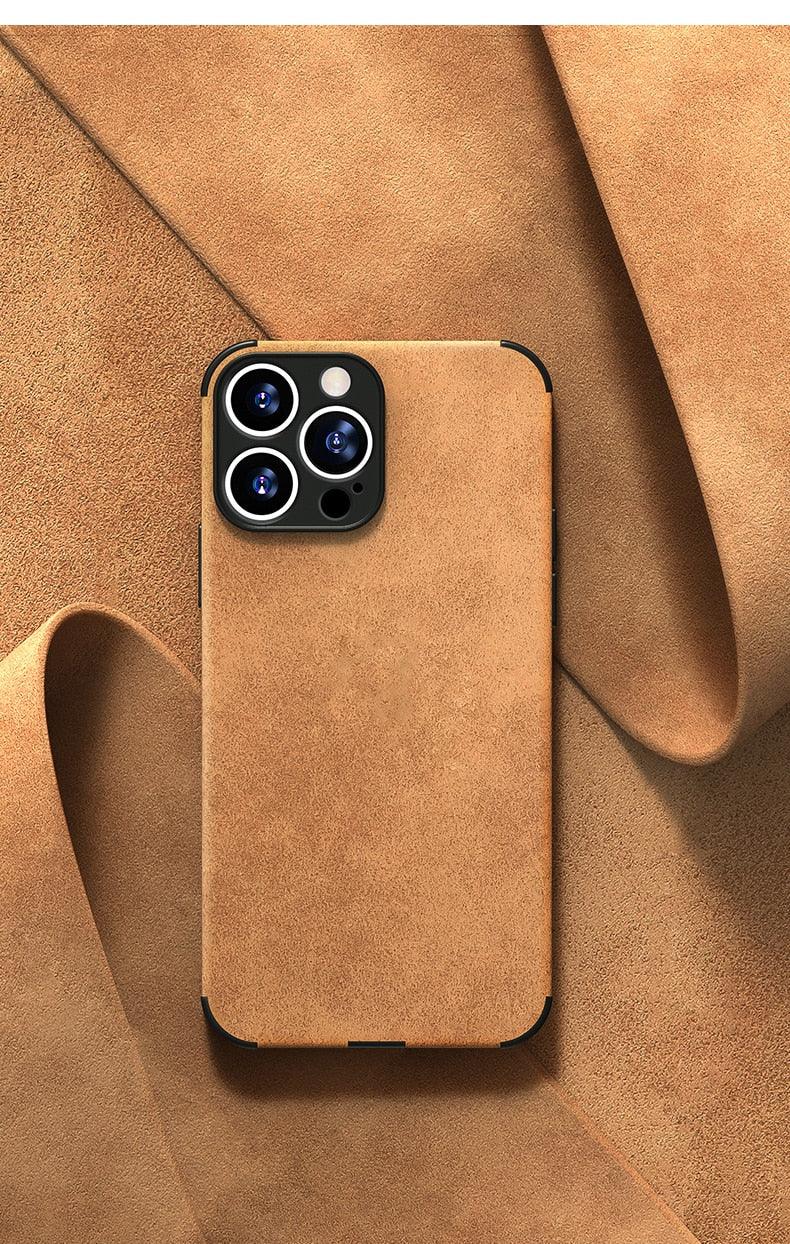 Genuine Vintage Brown Leather Case for iPhone Luxury PU Leather Case For iPhone 13 12 11 14 Pro Max Mini XR XS X 8 7 Plus SE Soft Silicon Shockproof Phone Cover