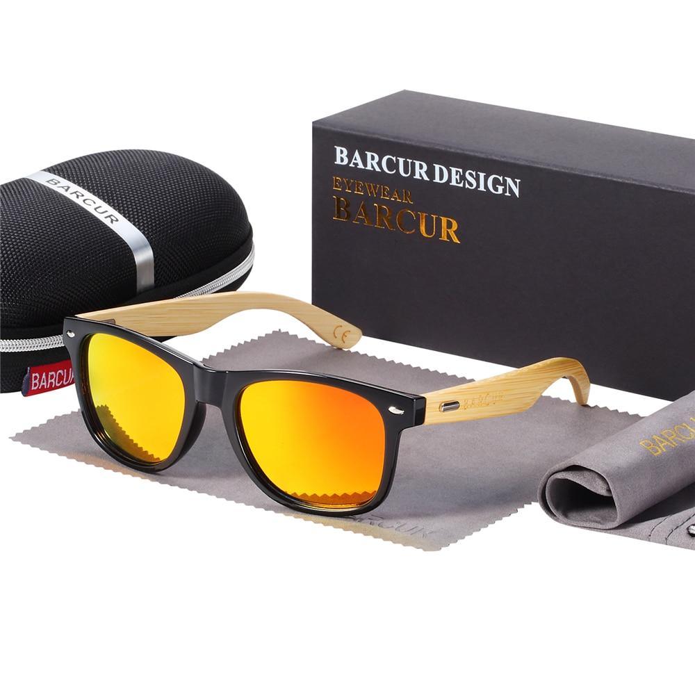 STEVVEX Bamboo Shades Dark Sunglasses Square Night Glasses Polarized Wood Handmade Eyewear For Women and Men With UV400 Protection