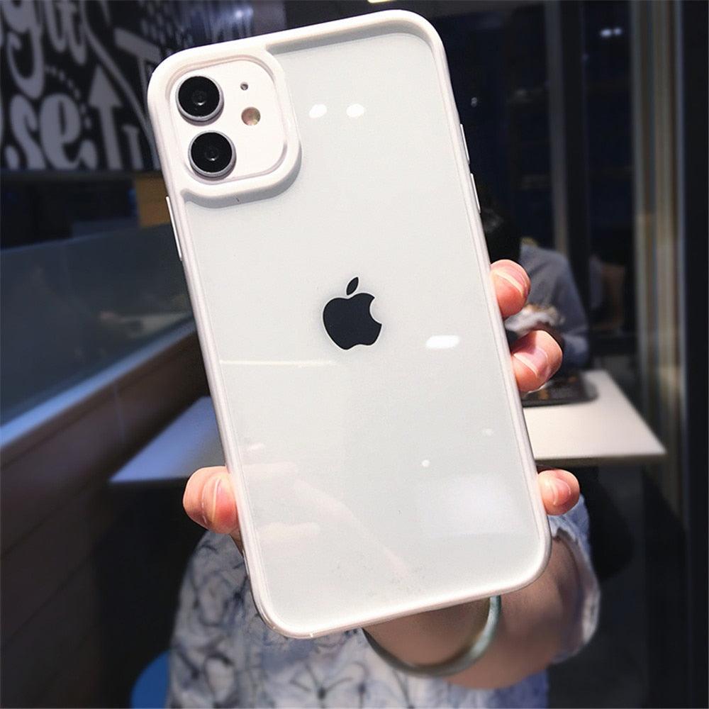 Transparent Shockproof Bumper Phone Case For iPhone 11 12 13 14 Pro Max Mini Cute Candy Color Hard Cover Luxurious Translucent Case for iPhone