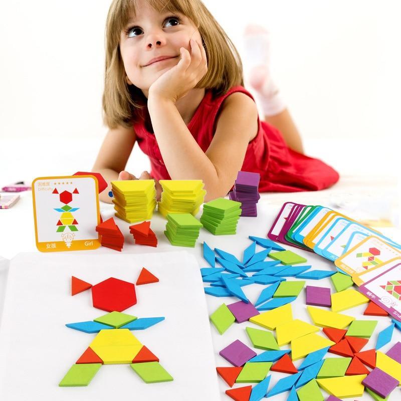 155pcs Wooden Puzzle Board Set Colorful Baby Educational Toys for Children Learning Developing Toy For Kids Puzzle