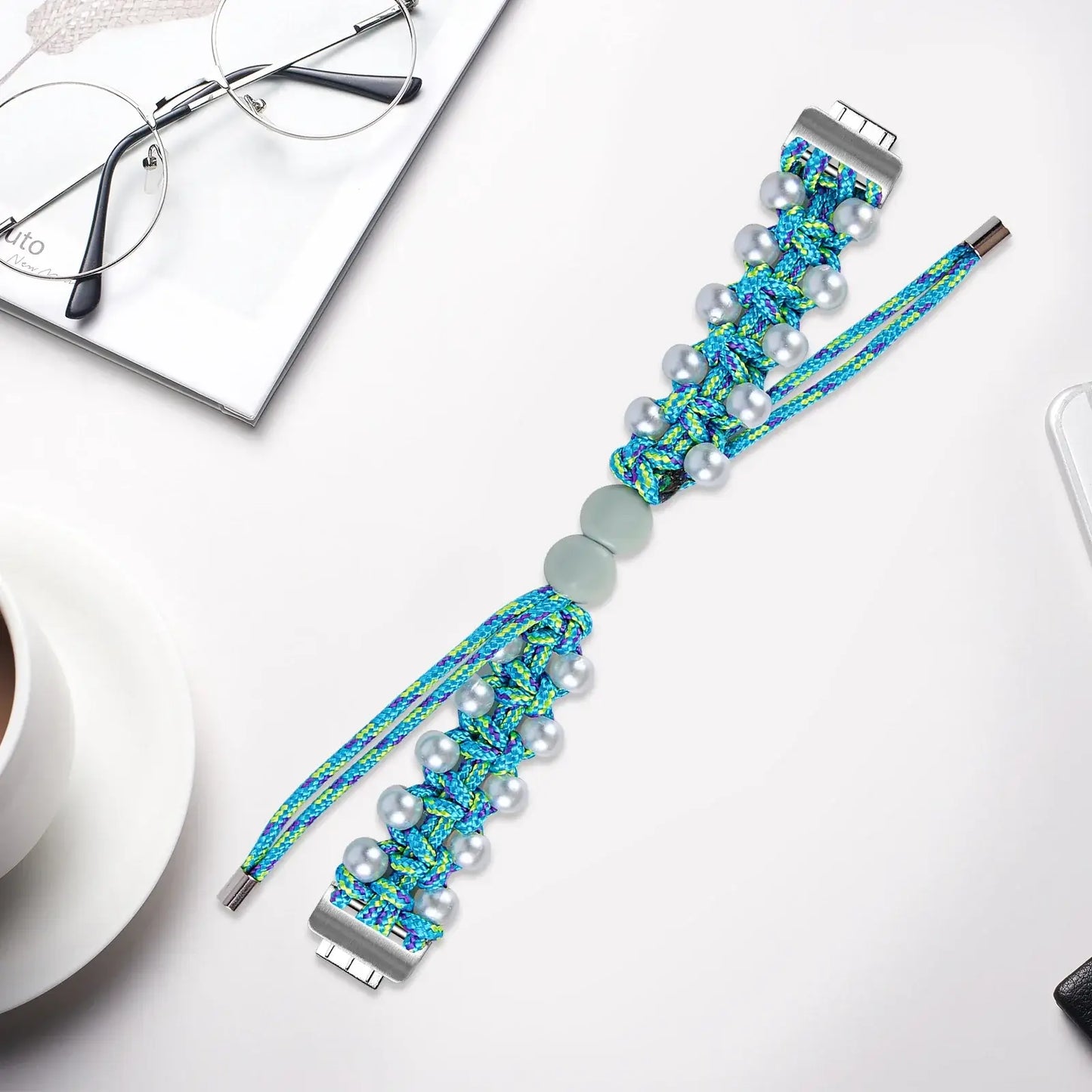 Bracelet perlé tressé élégant pour Fitbit Inspire 3, 2, 1, HR