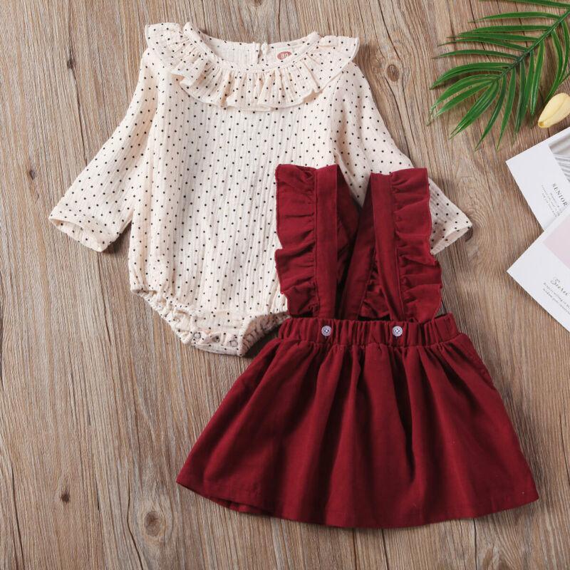 Toddler Baby Girl Dotted Romper Tops Strap Dress Cotton Clothes Skirt Cover Up