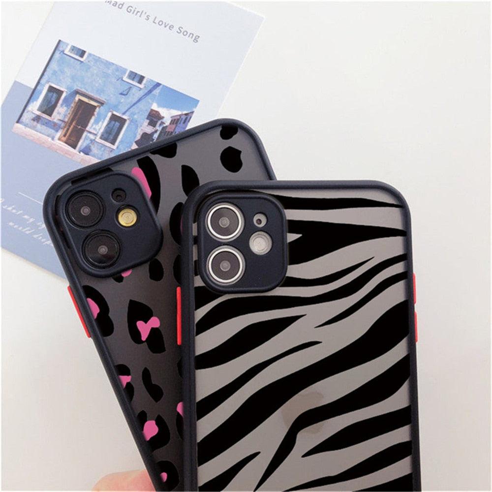 Leopard Print Elegant Pattern Protective Phone Case Translucent Hard Back With Silicone Leopard Pattern Phone Case For Iphone 11 Pro Max 12 13 Mini X Xs Max 7 8 Plus Mobile Phone Protective Case