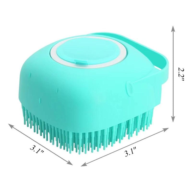 Pet Dog Cat Bath Brush 2-in-1 Pet Massage Comb Soft Silicone Pet Shower Hair Grooming Comb Dog Cleaning Tool Pet Supplies Pet Brush Bath Massage Brush Shampoo Dispenser for Pet