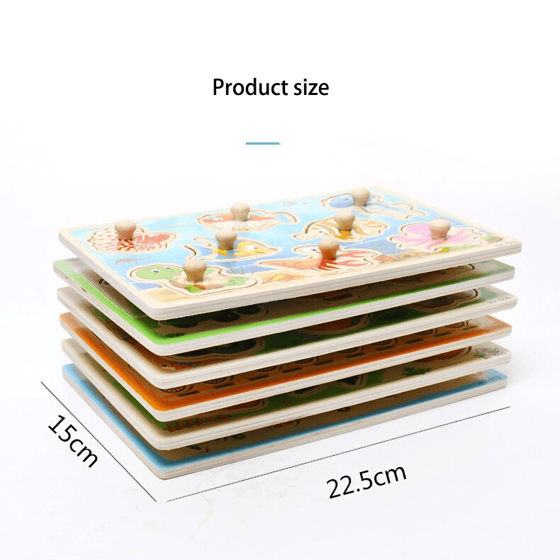 New Hand Grab Board Wooden Puzzle Toys for Children Cartoon Animal Fruit Kids Baby Early Educational Learning Toy