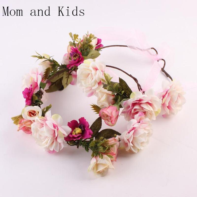 Modern Flower Headband Newborn Matching Flower Crown for Mother Kids Hair Band Accessories