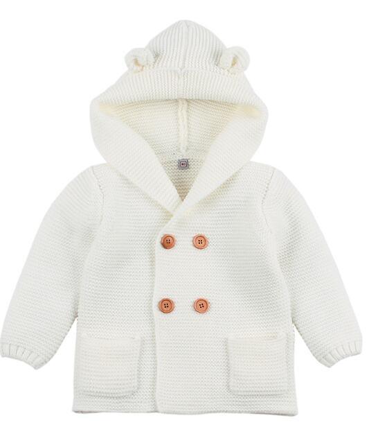 Winter Hooded Knitted Long Sleeve Sweaters For Newborn Babies