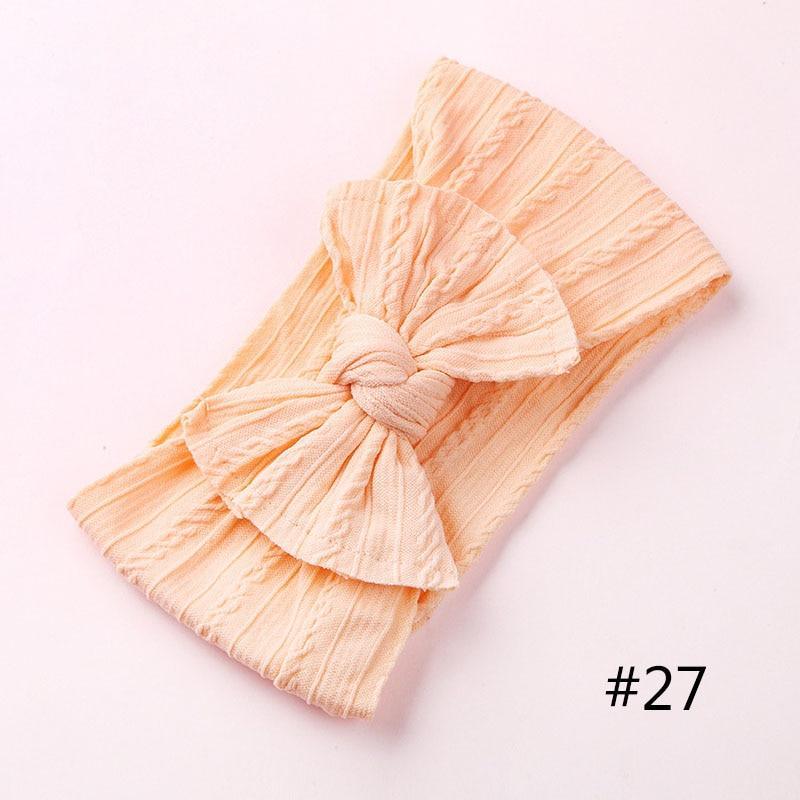 Modern Braid Nylon Bow Knot Solid Wide Nylon Headbands Turban Baby Girls Head Wrap For Girls