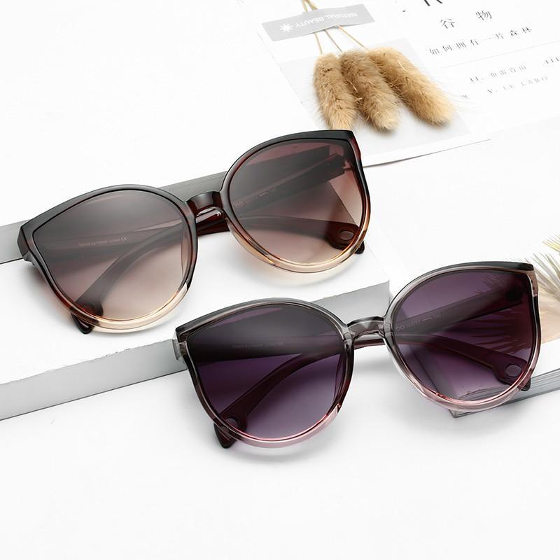 Luxury Modern Elegant Lady Sunglasses WIth Cat Eye Women Eyewear Plastic Frame Clear Lens With UV400 Protection