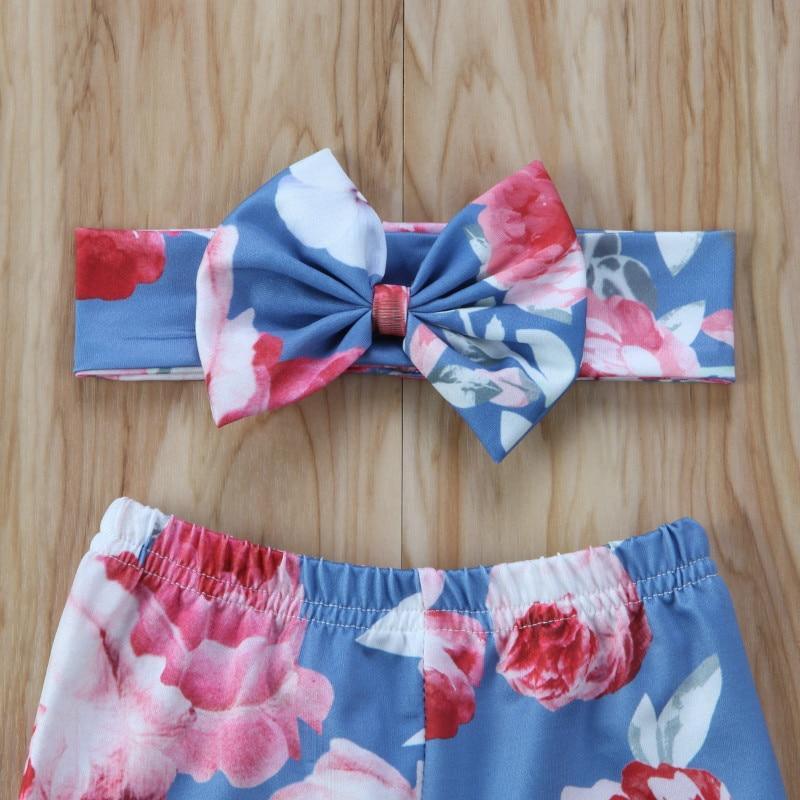 Luxury Modern Girls Summer Floral Baby Girls Pant with Headband Newborn Kid Girls Floral Bottoms Long Pants Trousers In Flower Design For Girls With Bow
