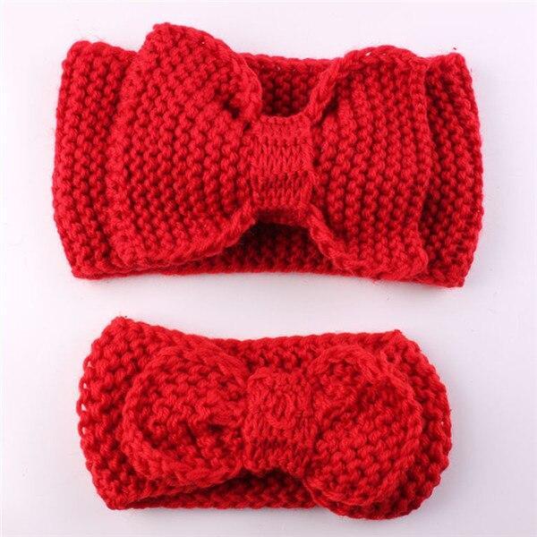 Handamde Mom and Daughter Elasticity Headband Solid Knitted Bowknot Hairband Hair Accessories For Mom and Baby