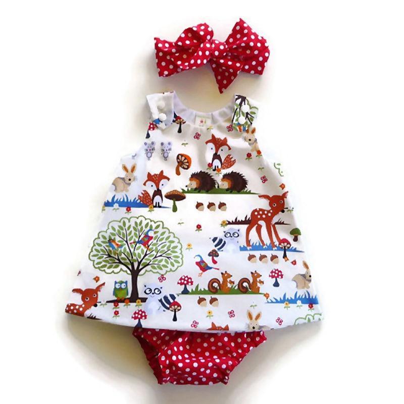 Summer Baby Girl Clothes Toddler Floral Headband Cartoon Dress Dot Shorts Outfits Clothes set 0-24M For Baby Girls With Bow