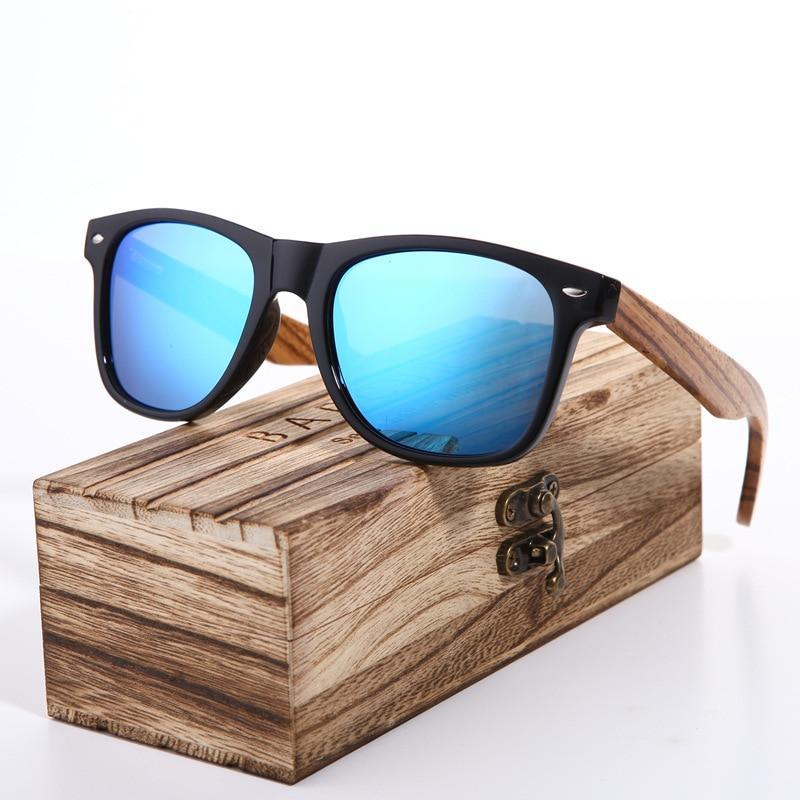 Luxury Handmade Polarized Handmade Bamboo Wood Universal Sunglasses In Zebra Wood Style Vintage Wooden Frame Male Driving Sun Glasses Shades Gafas With Box and UV400Protection