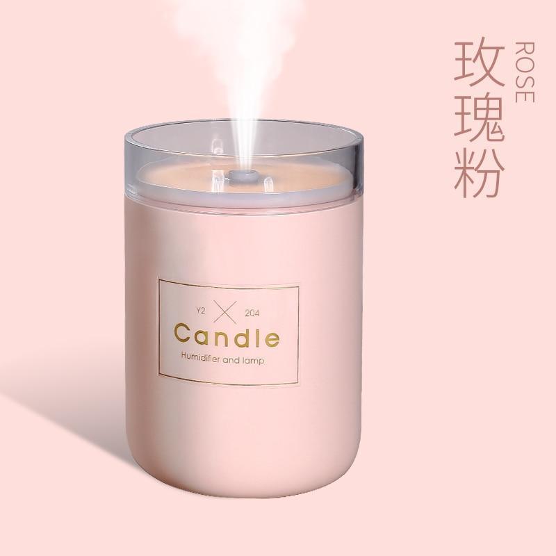 280ML Ultrasonic Air Humidifier Candle Romantic Soft Light USB Essential Oil Diffuser Car Aroma Mist Maker