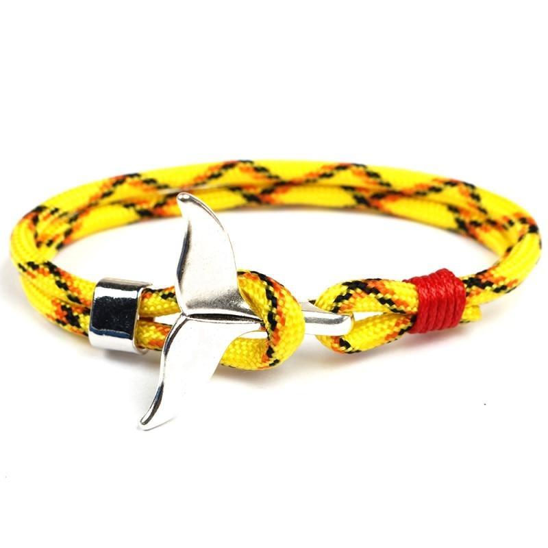 Fashion Whale Tail Bracelets For Men And Women Charm Survival Rope Chain Bracelet Male Wrap Metal Hooks
