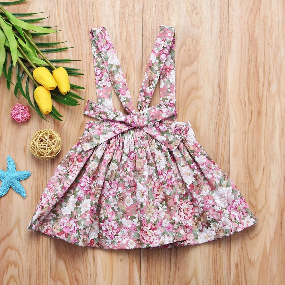 Luxury Modern Summer Fashion Toddler Kids Baby Girls Floral Printing Sleeveless Clothes Party Strap Tutu Dress For Girls