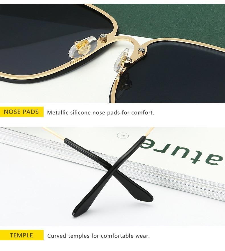 New Fashion Lady Oversize Rimless Square Bee Sunglasses For Women With Small Bee Glasses Design Gradient Sunglasses With UV400