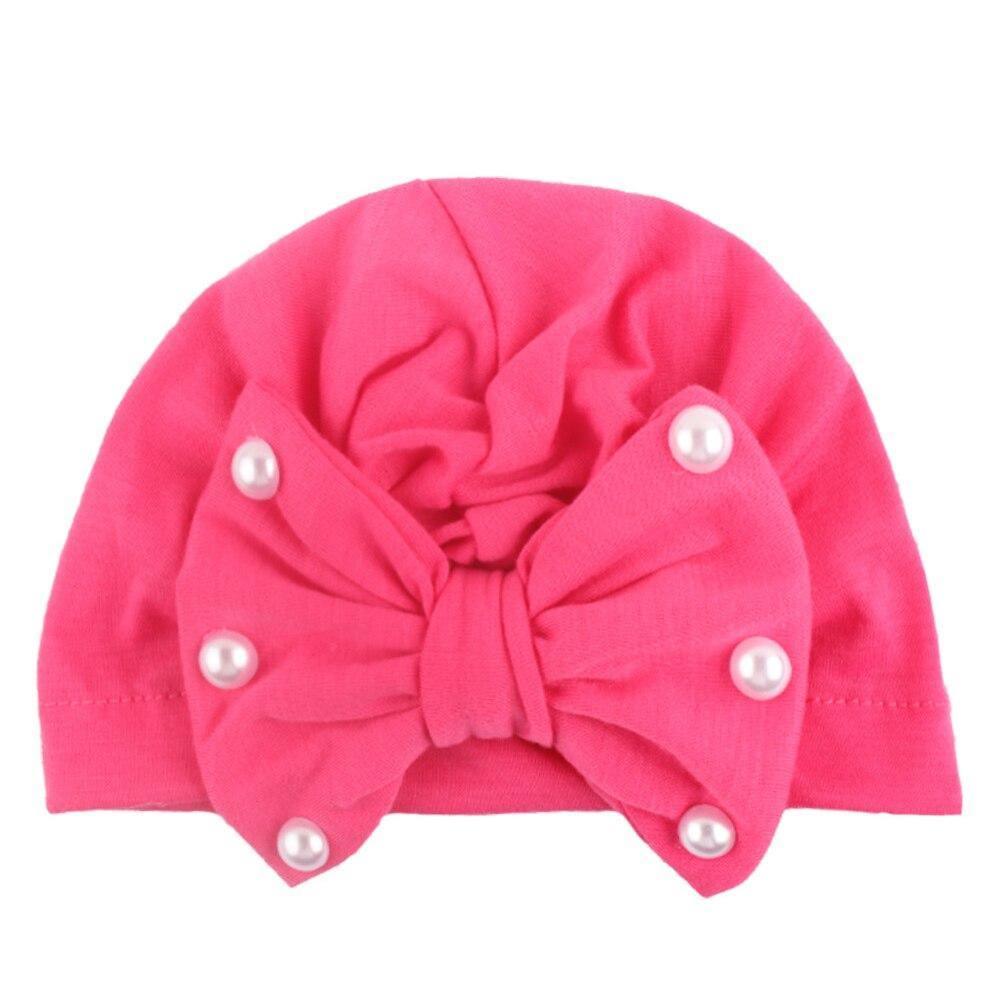 Modern Baby Hats Cute Rabbit Bow Knot with Pearls Baby Girl Hat with Pearls for Kids In Diamond Luxury Style