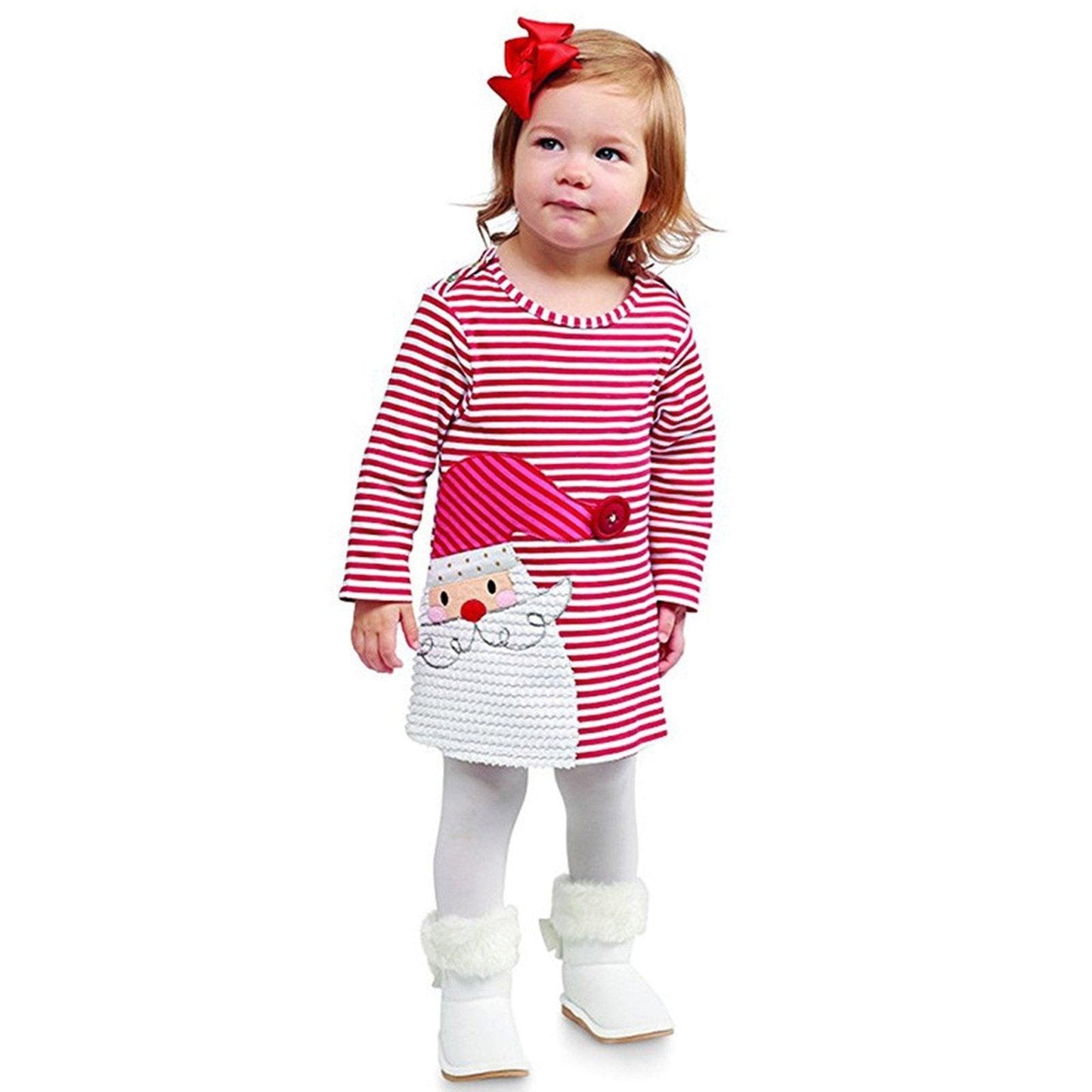 Baby Girl Princess Dress Toddler Kids Stripe Christmas Cartoon Deer Outfits Unique Design