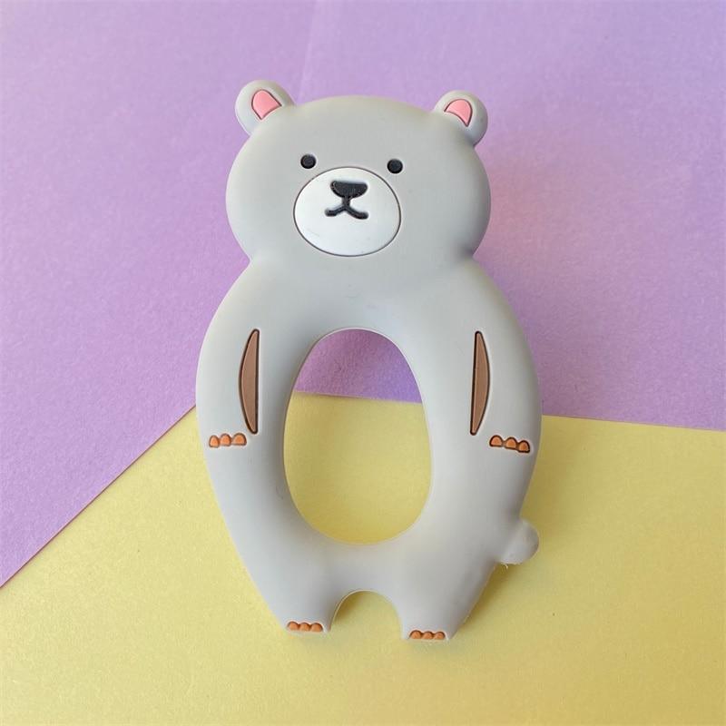 4pcs Bear Silicone Teether Baby Teething Toys Chewable Cartoon Animal Shape Baby Products Nursing Gift