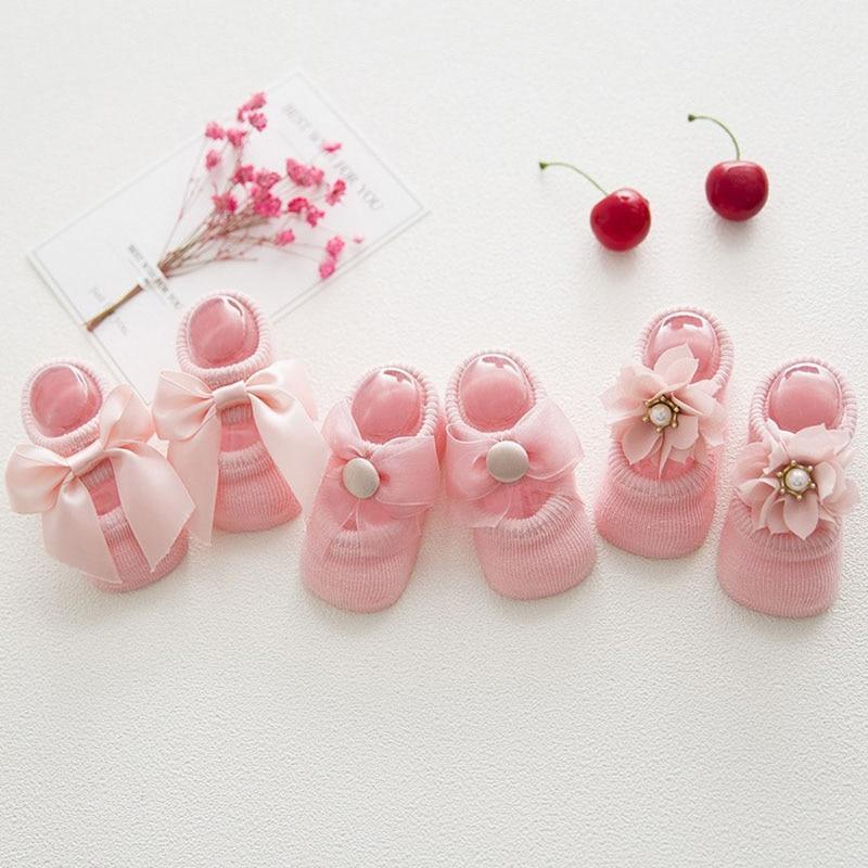 Baby Girl Anti-Slip Cotton Bow Lace Flower Floor Socks Spring Socks Excellent Quality Everyday Wear