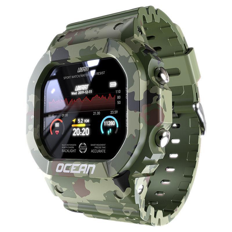 Ocean Army Smart Watch For Menand Woman For Fitness and Sport With Tracker Blood Pressure Message Push Heart Rate Monitor and Clock Smartwatc For Android