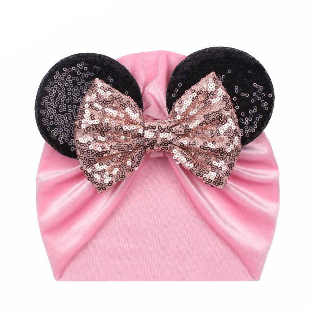 Modern Shiny Cute Dot Big Bow Baby Cap Hat For Girls Kids Flannel Beanie Autumn Winter Warm Girls Turbans