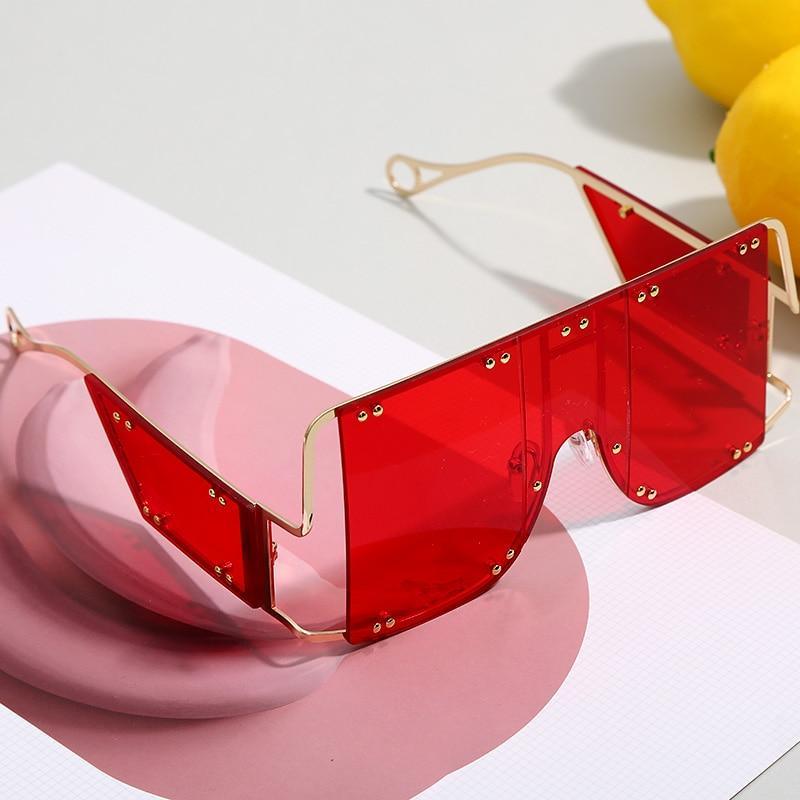 Luxury Modern NEW Fashion Square Oversized and Big Frame Woman and Ladies SunglasseBrand Metal Rivet Trend Unique Female Eyewear Wth UV 400 Protection