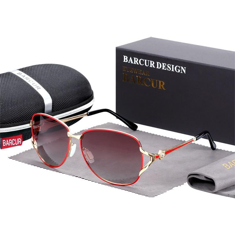 Elegant Women Gradient Luxury Polarized Sunglasses Luxury Round Eyewear With Metal High Quality Frame lunette de soile