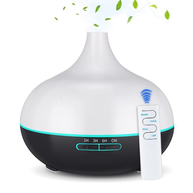 550ml Aroma Air Humidifier Essential Oil Diffuser Aromatherapy Electric Ultrasonic cool Mist Maker for Office Home Bedroom Living Room Study Yoga Spa - Wood Grain, 7 Colors LED Light