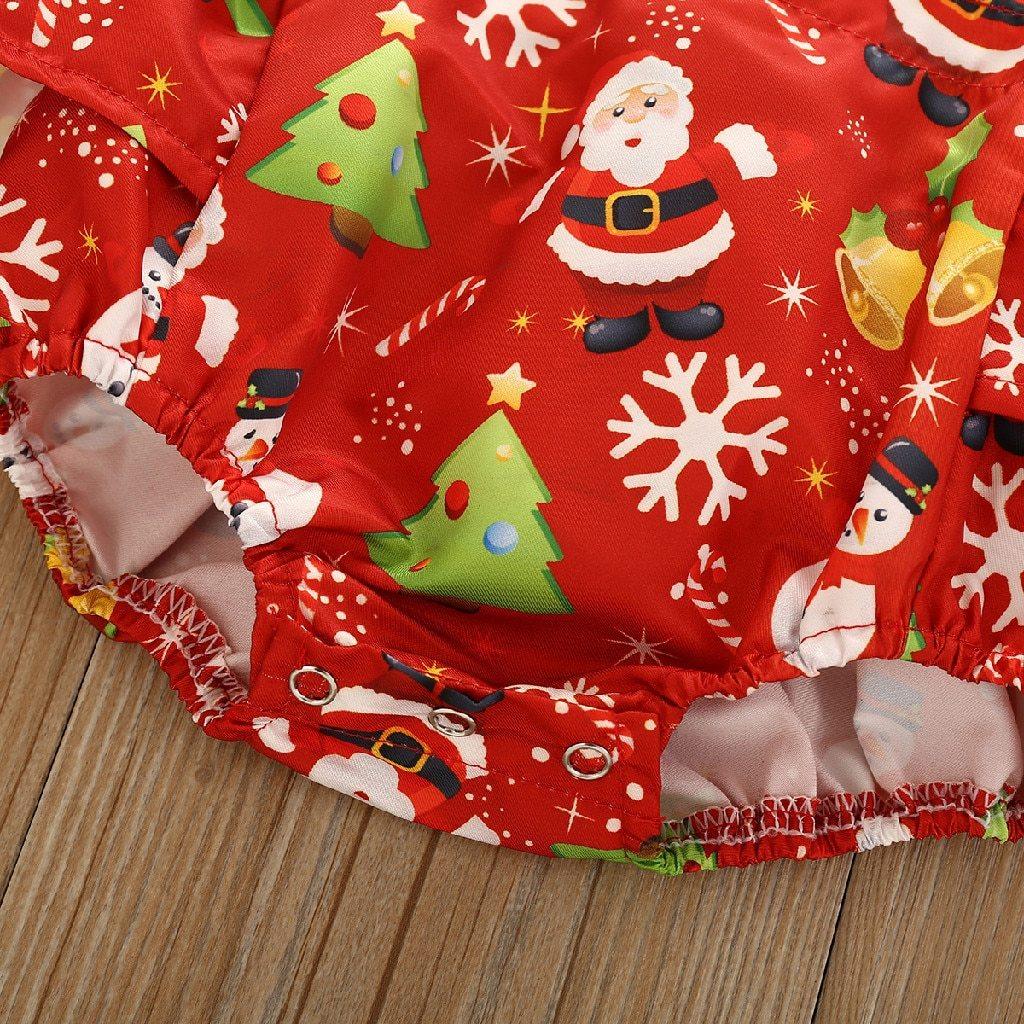 New Christmas Princess Set Newborn Baby Girls Suspender Dress Romper Bodysuit And Hairband Set