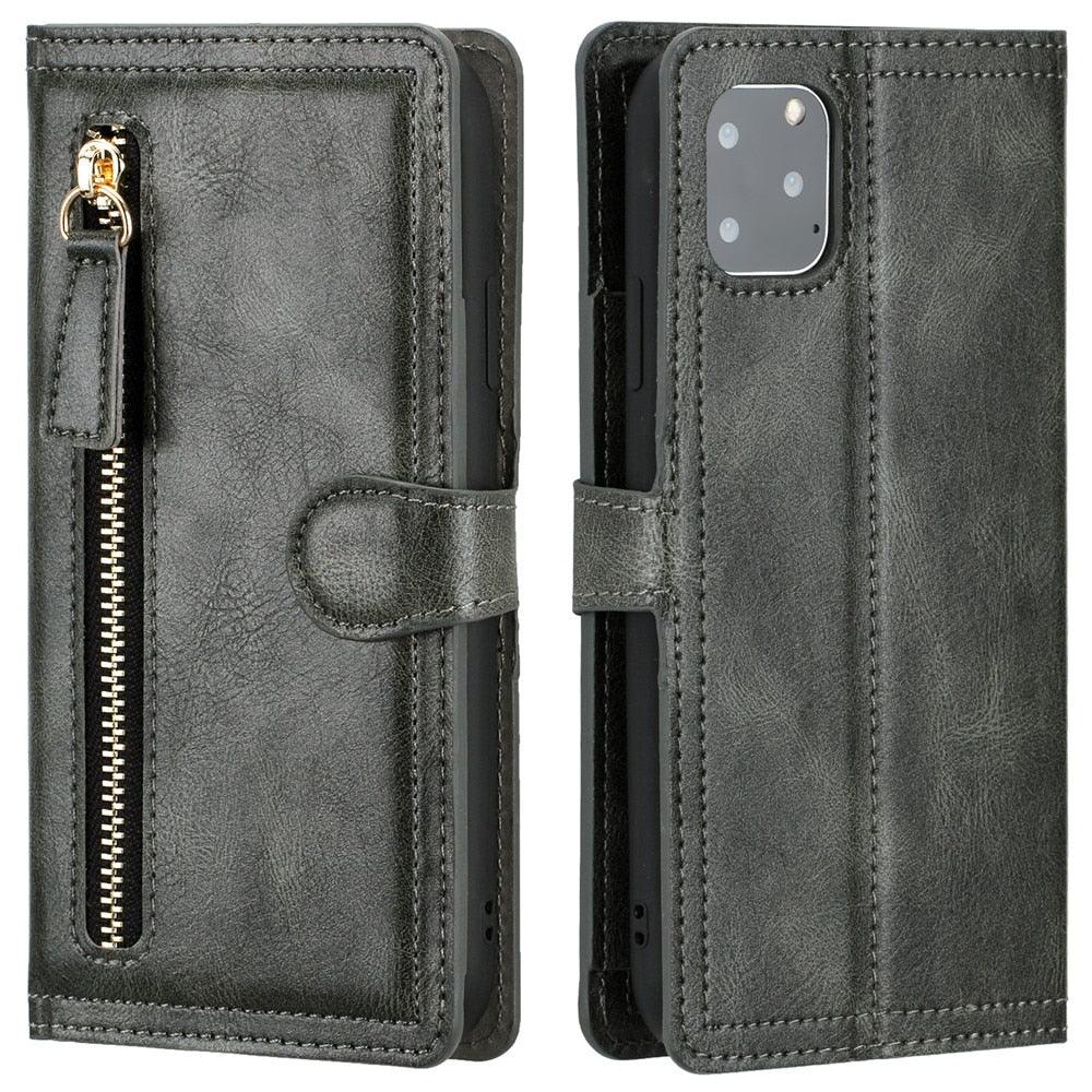 Luxury Leather Flip Wallet Case For iPhone 14 13 12 11 Pro MAX X XS XR Card Holder Stand Cover Retro Brown Card Holder Slots Pocket Case PU Leather Magnetic Closure Kickstand Shockproof Flip Case