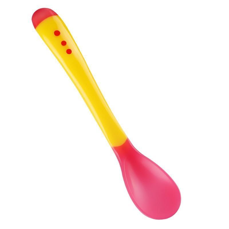 4 Color Advanced Silicone Feeding Spoon Temperature Sensing Weaning Soft Head Spoons for 4-24 Months Baby And Spoon and Bowl Set