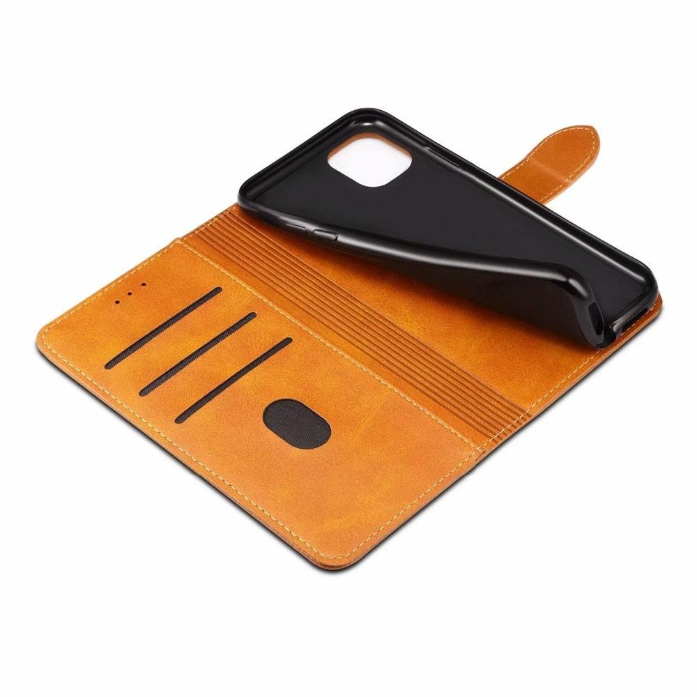 Luxury Red Leather Magnetic Flip Case For Iphone 14 12 13 11 11 Pro Max Xr Xs Max X Wallet Cover For iphone Leather Wallet Case Card Slots Kickstand Magnetic Buckle Flip Phone Cover