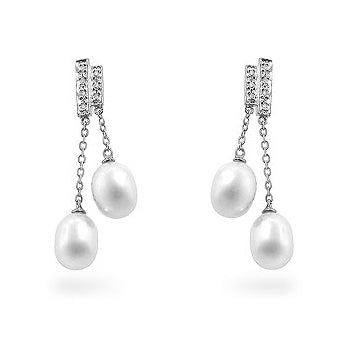 Pearl Diamond Dangles - ThisandThatShoppe